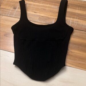 PINK Victoria's Secret Black Ribbed Camisole